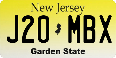 NJ license plate J20MBX