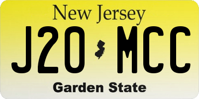 NJ license plate J20MCC