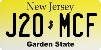 NJ license plate J20MCF