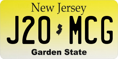 NJ license plate J20MCG