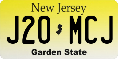 NJ license plate J20MCJ