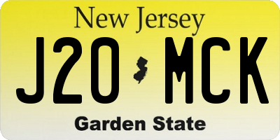 NJ license plate J20MCK