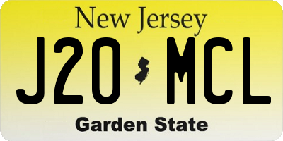 NJ license plate J20MCL