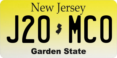 NJ license plate J20MCO