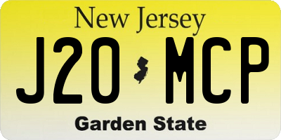 NJ license plate J20MCP