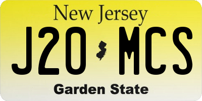 NJ license plate J20MCS