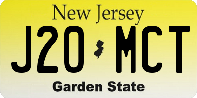 NJ license plate J20MCT