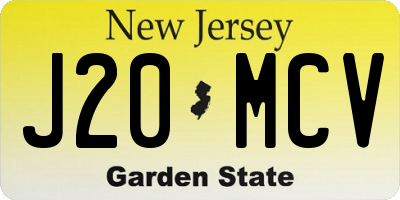 NJ license plate J20MCV