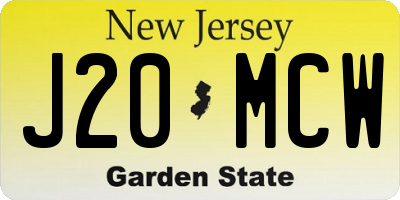 NJ license plate J20MCW