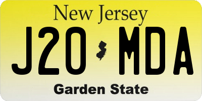 NJ license plate J20MDA
