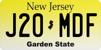 NJ license plate J20MDF