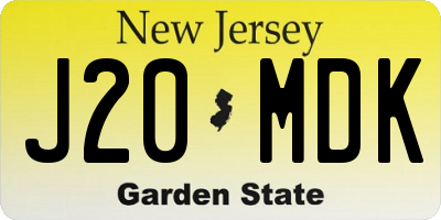 NJ license plate J20MDK