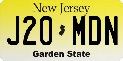 NJ license plate J20MDN