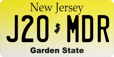 NJ license plate J20MDR