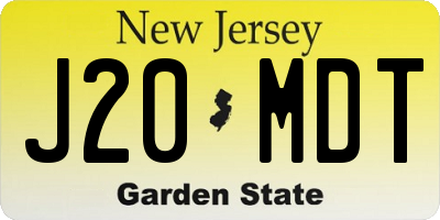 NJ license plate J20MDT