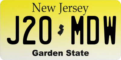 NJ license plate J20MDW