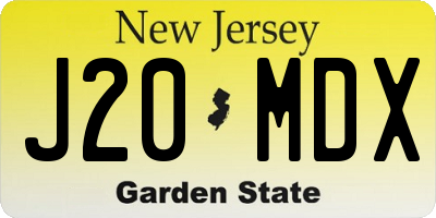 NJ license plate J20MDX