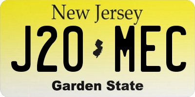 NJ license plate J20MEC