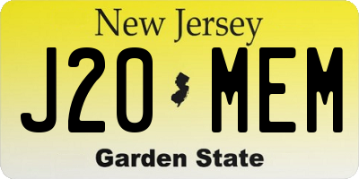 NJ license plate J20MEM