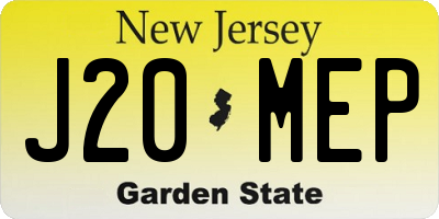 NJ license plate J20MEP