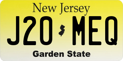 NJ license plate J20MEQ