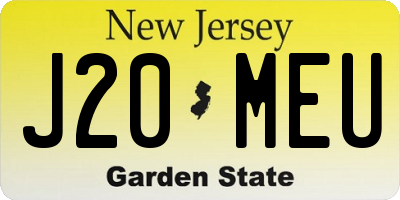 NJ license plate J20MEU