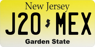 NJ license plate J20MEX