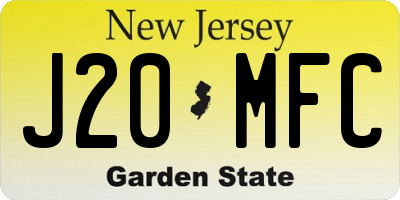 NJ license plate J20MFC