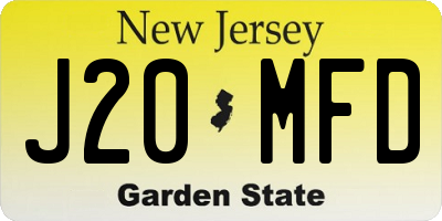NJ license plate J20MFD
