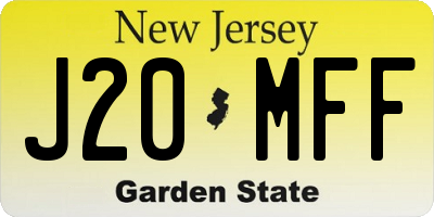 NJ license plate J20MFF