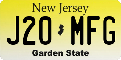 NJ license plate J20MFG