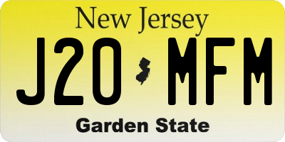 NJ license plate J20MFM