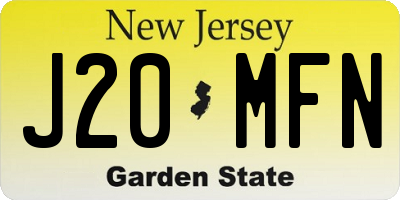 NJ license plate J20MFN