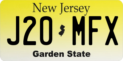 NJ license plate J20MFX