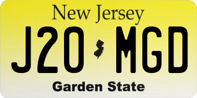 NJ license plate J20MGD