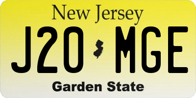 NJ license plate J20MGE