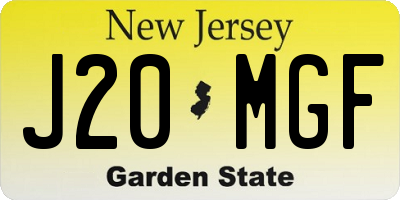 NJ license plate J20MGF