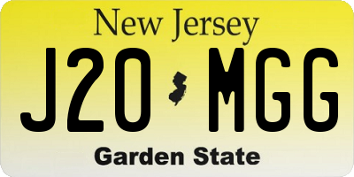 NJ license plate J20MGG