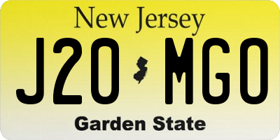 NJ license plate J20MGO