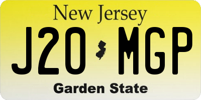 NJ license plate J20MGP