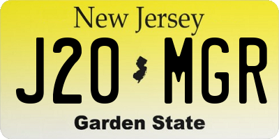 NJ license plate J20MGR