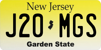 NJ license plate J20MGS
