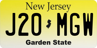 NJ license plate J20MGW