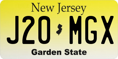 NJ license plate J20MGX