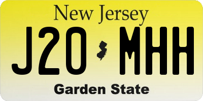 NJ license plate J20MHH