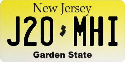 NJ license plate J20MHI