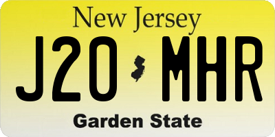 NJ license plate J20MHR