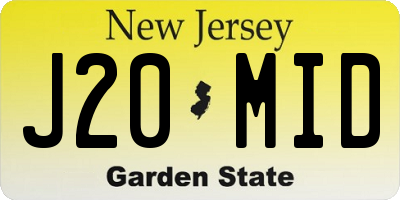 NJ license plate J20MID