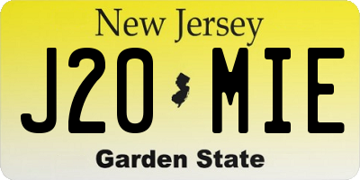 NJ license plate J20MIE