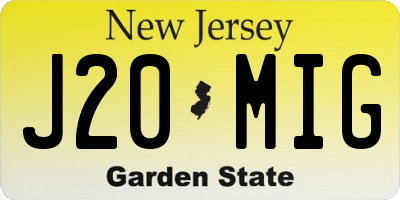 NJ license plate J20MIG